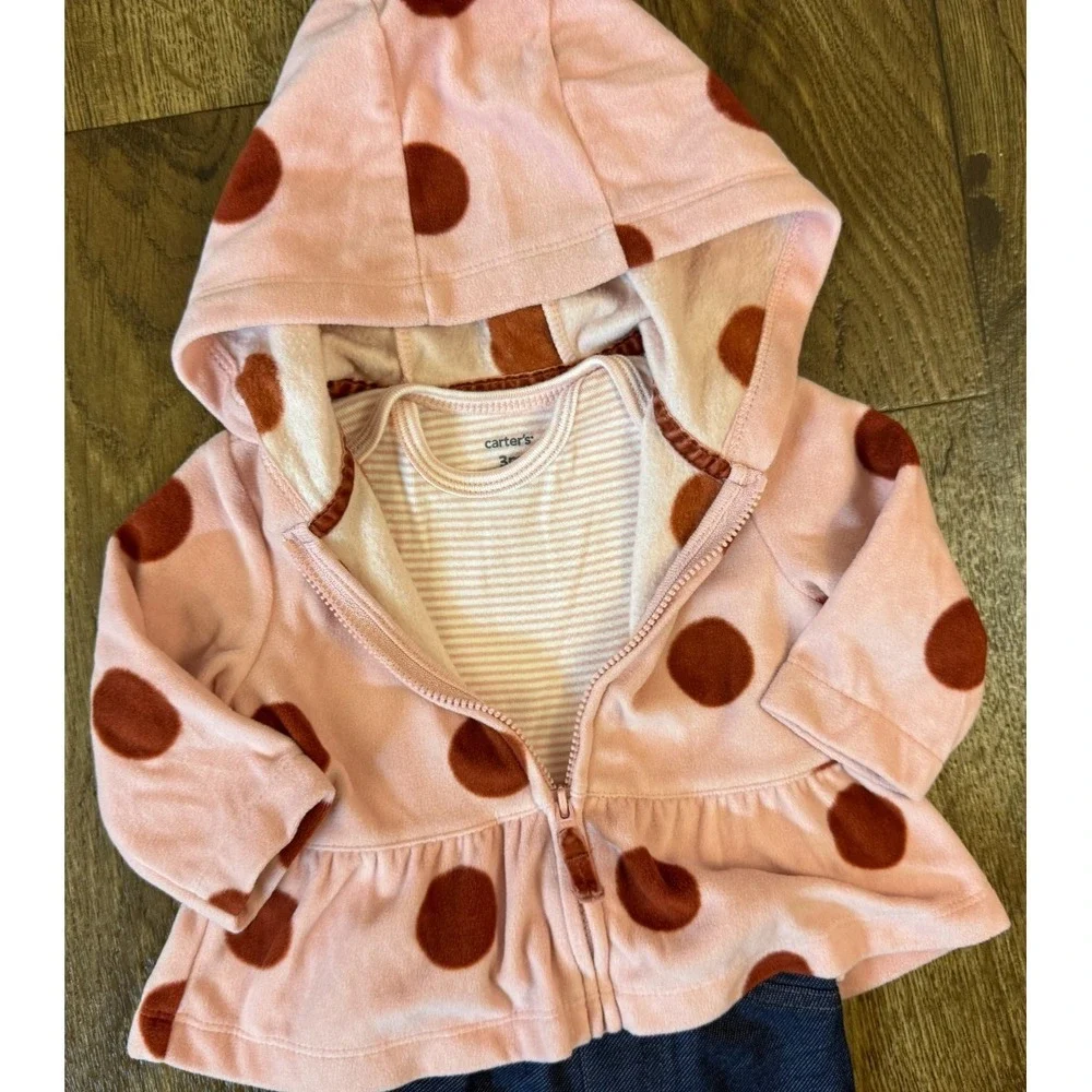 Carters Baby Girl Outfits 3 Months Leggings Jeans Long Sleeved Shirts Zip Jacket